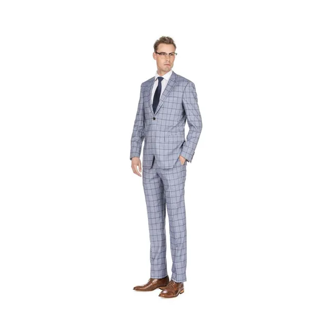 Braveman Mens Window Pane Slim Fit Suits