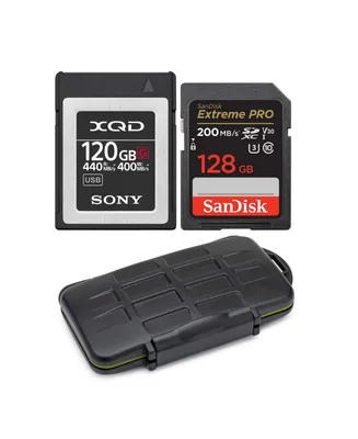 Sony 120GB Xqd G Series Memory Card with 128GB Sdxc Card and Memory Storage Case