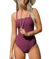 Women's Raspberry Coulis Square Neck Tummy Control One Piece Swimsuit