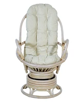 Office Star 39" Fabric, Rattan Lanai Swivel Rocker Chair