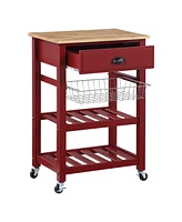 Office Star 33.75" Wood Hampton Kitchen Cart