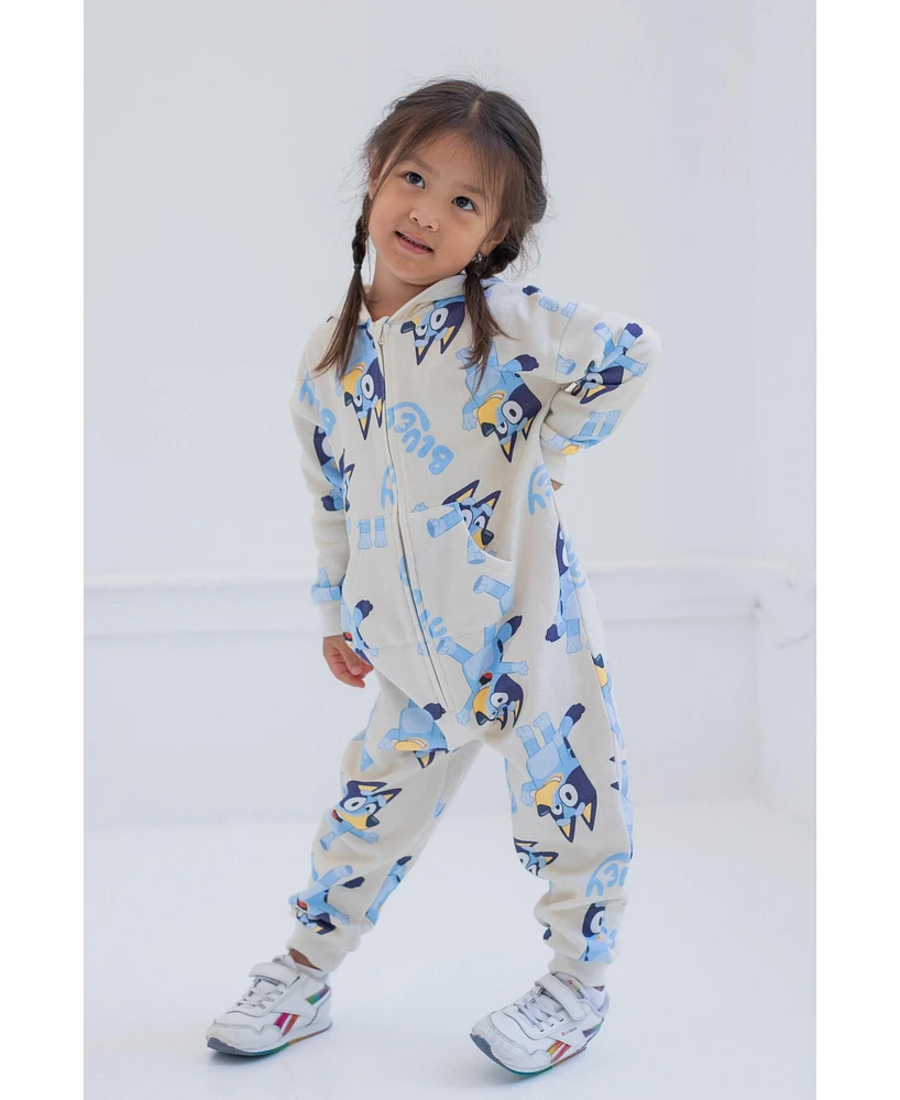 Bluey Girls Fleece Zip Up Coverall Toddler to Little Kid