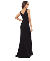 Betsy & Adam Women's Cascading-Ruffle Boat-Neck Gown