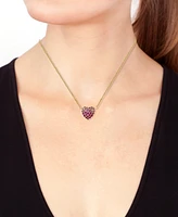 Effy Pink Sapphire (1/3 ct. t.w.) & Ruby (3/8 ct. t.w.) Heart Ombre Cluster Pendant Necklace in 14k Gold, 18" + 1" extender