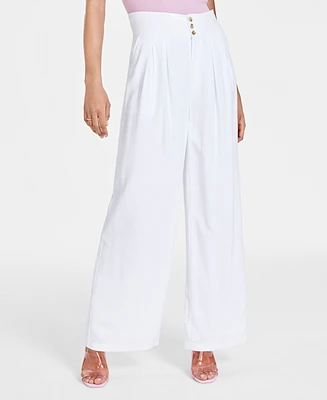 Bar Iii Women's Button-Front Wide-Leg Pants, Created for Macy's
