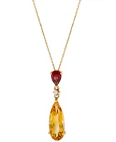 14k Gold Necklace, Citrine (2-1/2 ct. t.w.), Garnet (1/2 ct. t.w.) and Diamond Accent Pear Drop Pendant