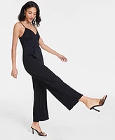 Bar Iii Petite Smocked-Back Wide-Leg Jumpsuit, Created for Macy's