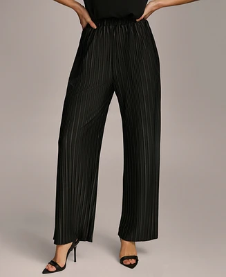 Donna Karan Women's Pull-On Pleated Wide Leg Pants