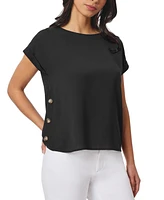 Jones New York Women's Short-Sleeve Button-Detail Top