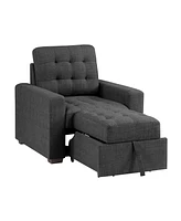 White Label Bonita 38" Chair with Pull-Out Ottoman