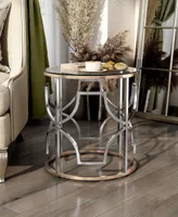 Furniture of America 23" Metal, Glass Camille Modern Round Glass Top End Table