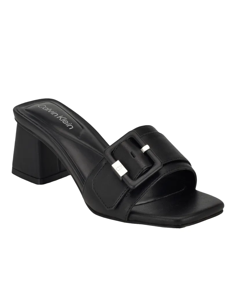 Calvin Klein Women's Qalat Square Toe Block Heel Dress Sandals - Macy's