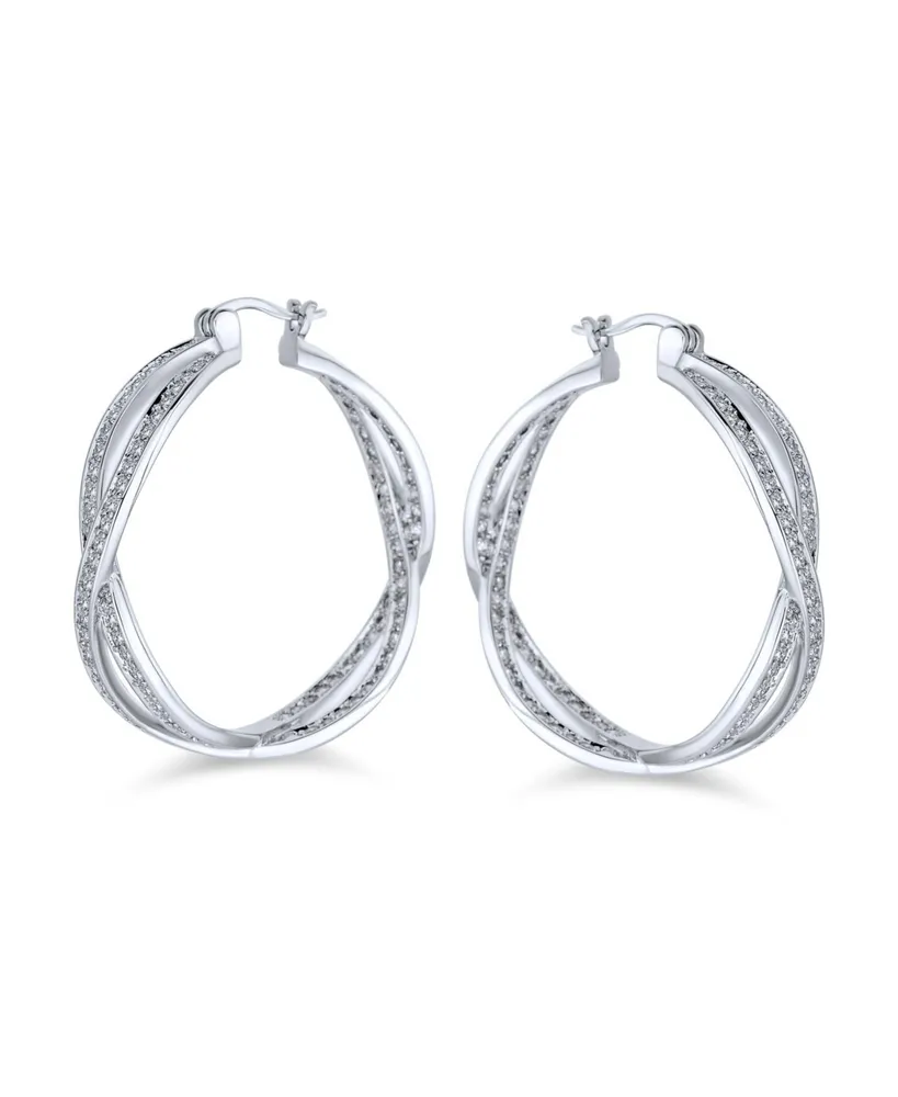 Cubic Zirconia Pave Cz Eternity Figure Eight Love Knot Large Infinity Hoop Earrings For Women Girlfriend 1.5 Diameter