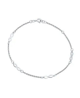 Multi Infinity Love Knot Anklet Ankle Bracelet For Women Link Chain .925 Sterling Silver Adjustable 9 To 10 Inch Extender