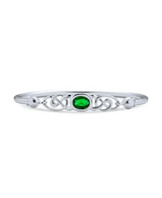 Bling Jewelry Couples Bff Infinity Irish Celtic Love Knot Bangle Bracelet For Women Simulated Kelly Green Emerald Oval Sterling Silver 7 Inch