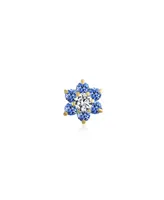 Bling Jewelry Tiny Royal Blue Cubic Zirconia Flower Helix Cartilage Ear Lobe Piercing Daith Cz 1 Piece Stud Earring For Women 14K Gold Screw back