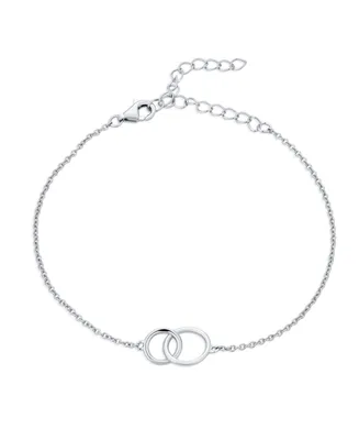 Bling Jewelry Bff Friendship Double Love Two Interlocking Mini Eternity Ring Circles Bracelets Mother Daughter Sterling Silver Small Wrist 6, 7"