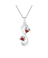 Bling Jewelry Figure Eight Modern Forever Love Infinity Double Cz Ruby Red Cubic Zirconia Hearts Necklace Pendant Sterling Silver 1618 Inches Chain