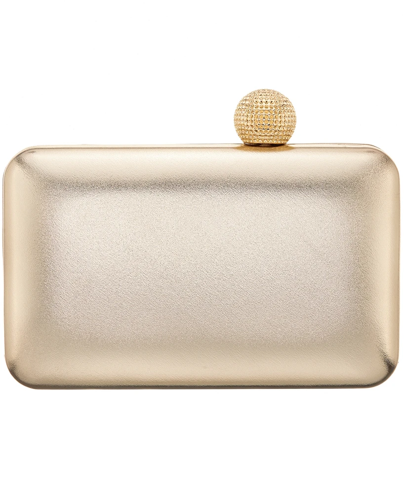 Nina Metallic Minaudiere Handbag with Crystal Clasp
