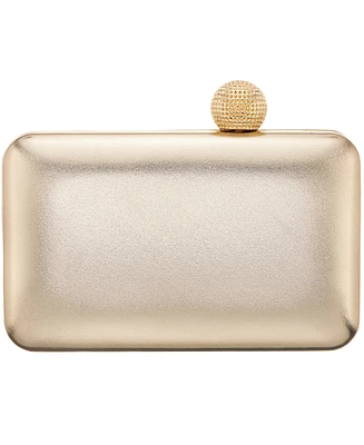 Nina Metallic Minaudiere Handbag with Crystal Clasp