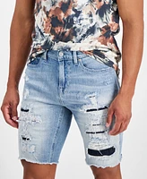 Guess Men's Logan Slim-Fit Destroyed Denim Shorts