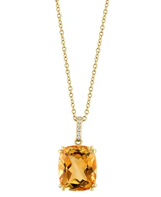 Effy Citrine (5-1/2 ct. t.w.) & Diamond Accent 18" Pendant Necklace in 14k Gold