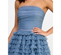 Say Yes Juniors' Multi-Ruffle Sequined Ball Gown, Created for Macy's