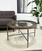 Rosemary Lane 43" x 43" x 19" Metal Compass Inspired Gear Details Coffee Table