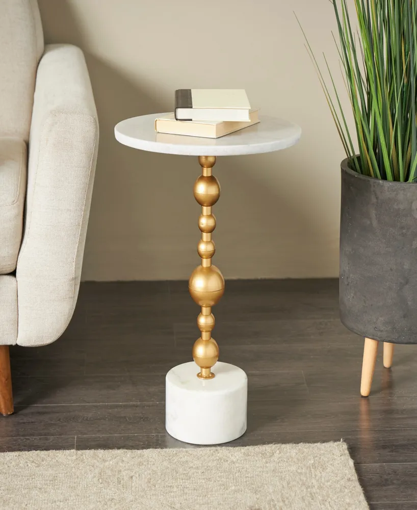 Rosemary Lane 16" x 16" x 23" Marble Geometric Gold-Tone Metal Bubble Stand Accent Table