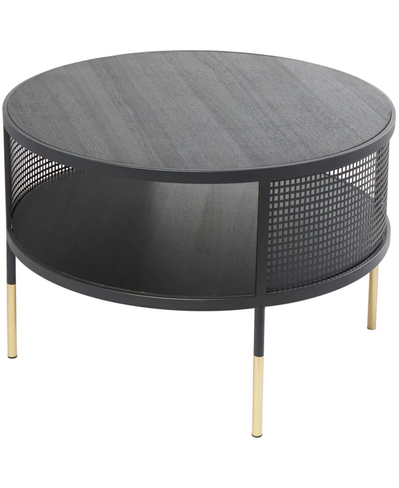 Rosemary Lane 32" x 32" x 17" Metal Geometric Open Grid Frame 1 Shelf Gold-Tone Legs Coffee Table