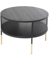 Rosemary Lane 32" x 32" x 17" Metal Geometric Open Grid Frame 1 Shelf Gold-Tone Legs Coffee Table