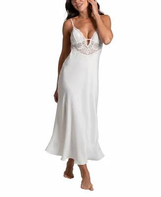 Linea Donatella Women's Luxe Satin Bridal Lingerie Long Gown