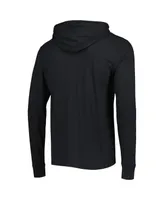 Men's '47 Brand Black Distressed Carolina Panthers Field Franklin Hooded Long Sleeve T-shirt