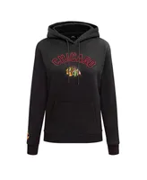 Women's Pro Standard Black Chicago Blackhawks Classic Chenille Pullover Hoodie