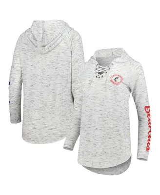 Women's Pressbox Gray Cincinnati Bearcats Space Dye Lace-Up V-Neck Raglan Long Sleeve T-shirt
