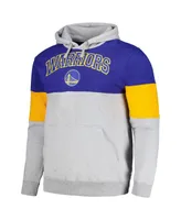 Men's Fanatics Royal Golden State Warriors Contrast Pieced Pullover Hoodie