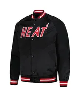 Men's Mitchell & Ness Black Miami Heat Hardwood Classics Throwback Wordmark Raglan Full-Snap Jacket