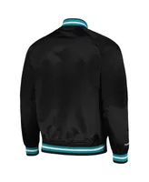 Men's Mitchell & Ness Charlotte Hornets Hardwood Classics Throwback Wordmark Raglan Full-Snap Jacket