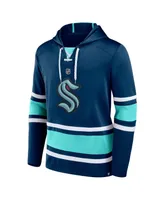 Men's Fanatics Brandon Tanev Deep Sea Blue Seattle Kraken Name and Number Lace-Up Pullover Hoodie