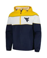 Men's G-iii Sports by Carl Banks Navy West Virginia Mountaineers Center Line Half-Zip Raglan Hoodie Jacket