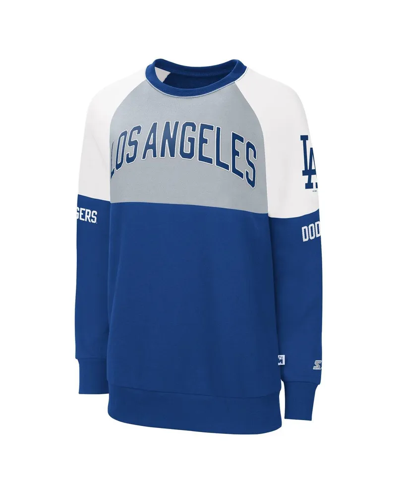 Women's Starter Royal, Gray Los Angeles Dodgers Baseline Raglan Pullover Sweatshirt
