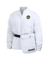 Women's Wear by Erin Andrews White Green Bay Packers Packaway Full-Zip Puffer Jacket