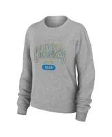 Women's Wear by Erin Andrews Heather Gray Los Angeles Chargers Knit Long Sleeve Tri-Blend T-shirt and Pants Sleep Set