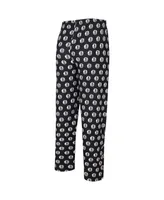 Men's Concepts Sport Black Brooklyn Nets Allover Logo Print Gauge Sleep Pants