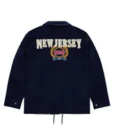 Men's Mitchell & Ness Navy New Jersey Nets Hardwood Classics Coaches Full-Snap Jacket