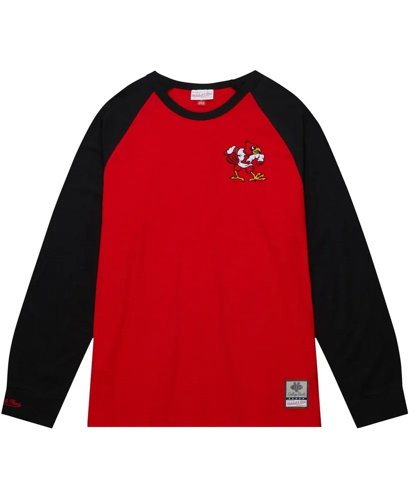 Men's Mitchell & Ness Red Louisville Cardinals Legendary Slub Raglan Long Sleeve T-shirt