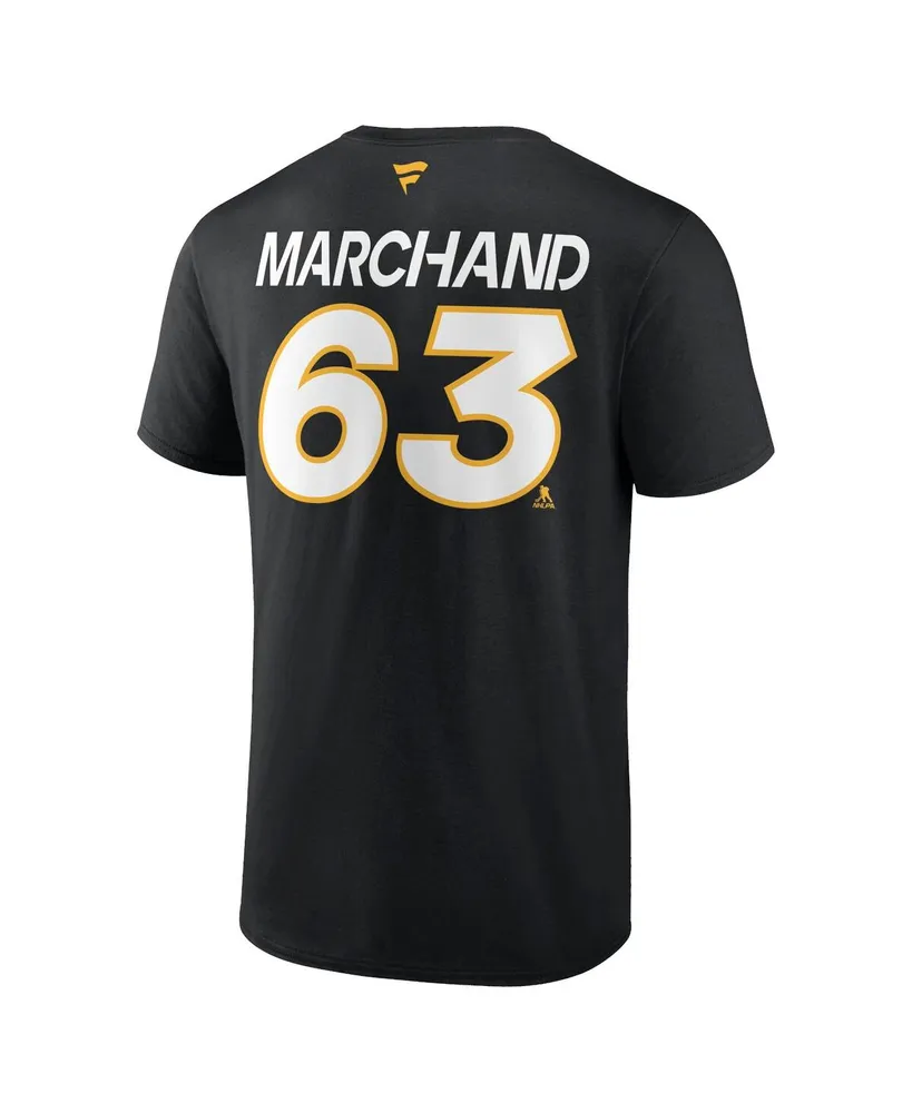 Men's Fanatics Brad Marchand Black Boston Bruins Authentic Pro Prime Name and Number T-shirt