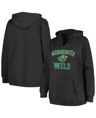 Women's Profile Heather Charcoal Minnesota Wild Plus Arch Over Logo Pullover Hoodie