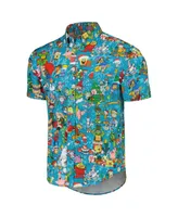 Men's and Women's Rsvlts Blue Nickelodeon Jolly Mashup Kunuflex Button-Down Shirt