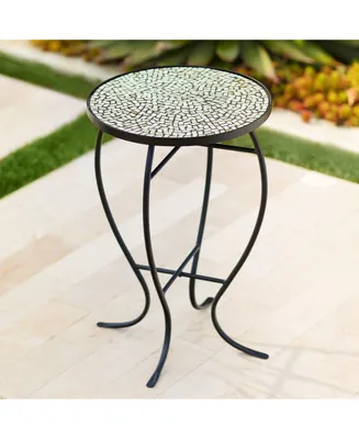 Zaltana Modern Black Metal Round Outdoor Accent Side Table 14" Wide Free